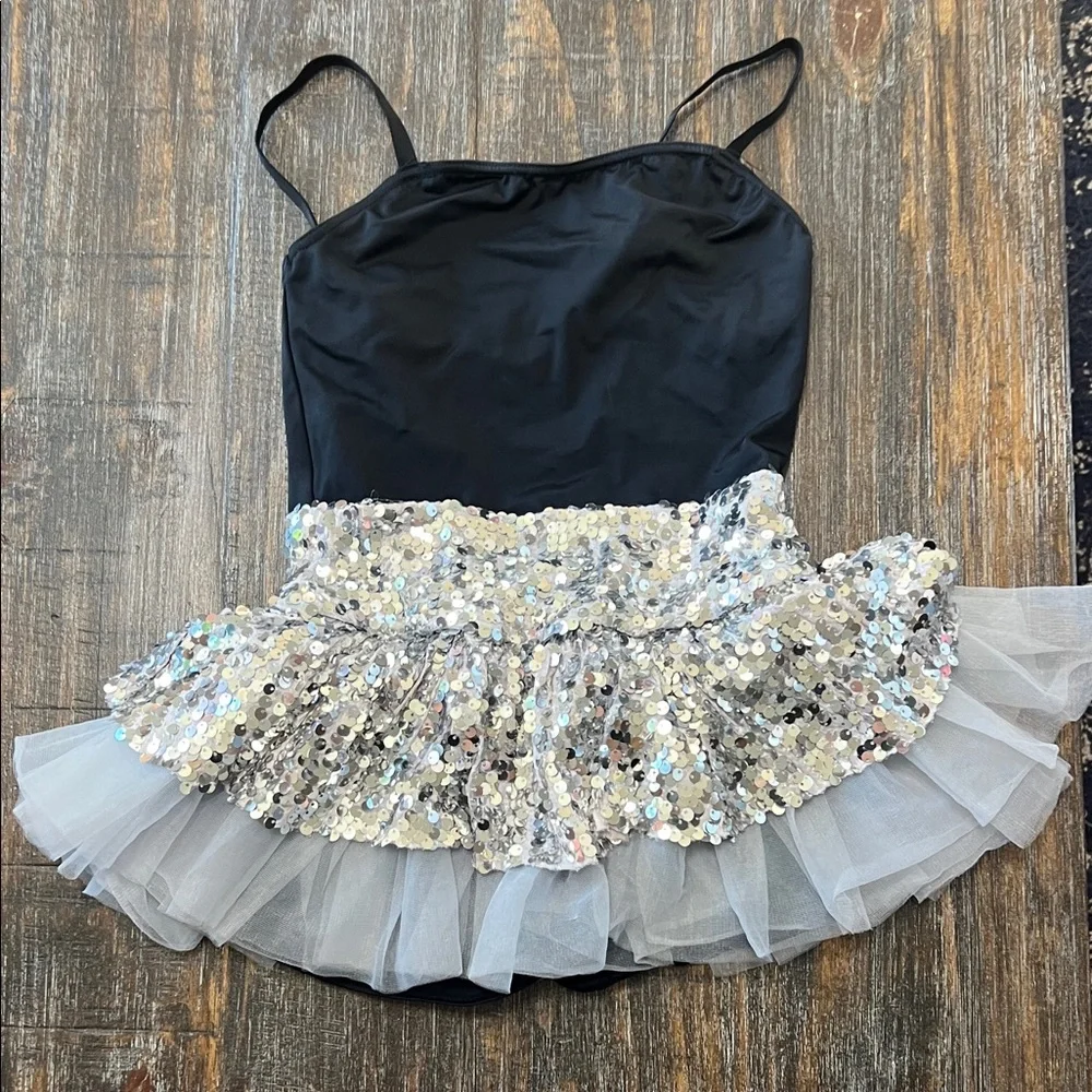 Weissman Black and Silver Sequin Dance Costume Set
